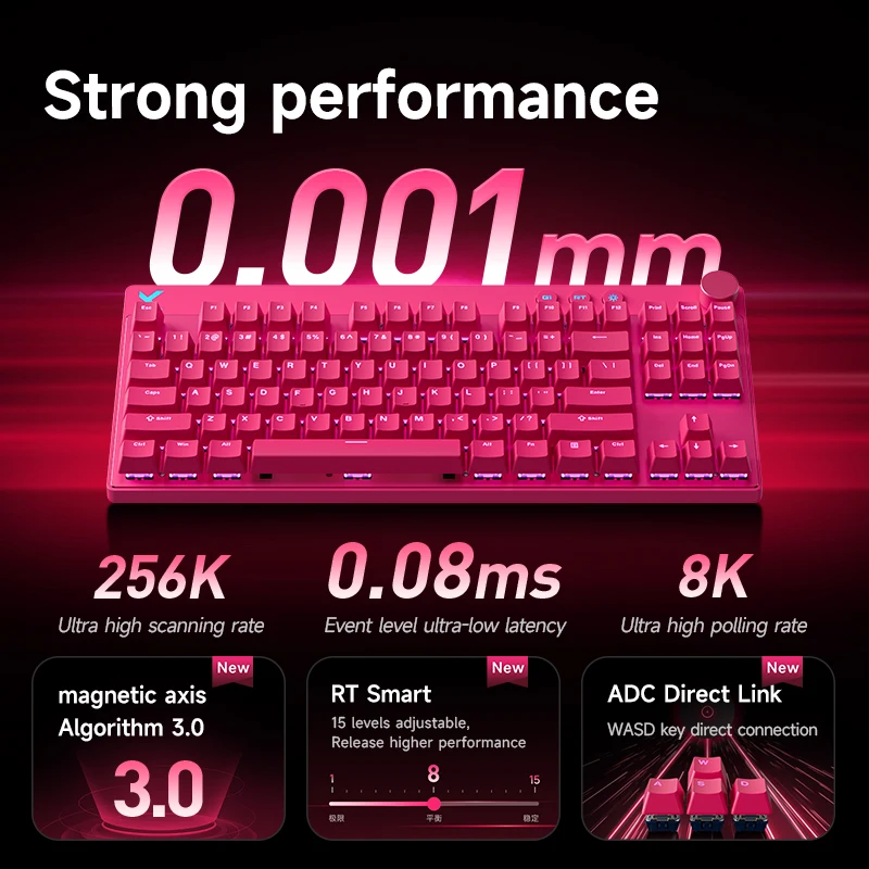 MCHOSE MIX87 clavier de jeu filaire clavier à interrupteur magnétique 8K + 256K Esport 0.08ms faible latence e-sports accessoires de joueur personnalisés