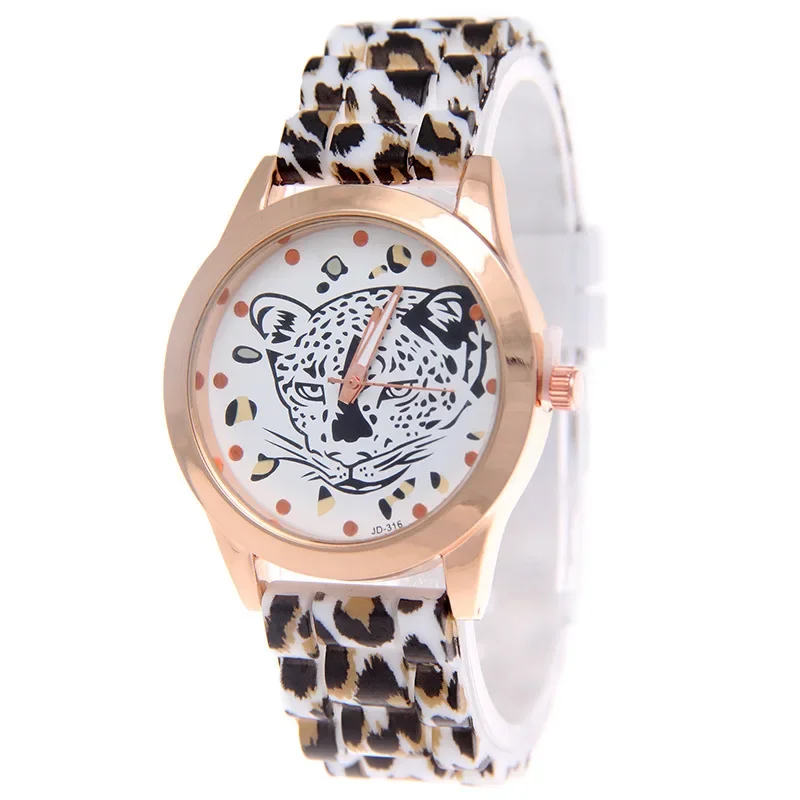 2024 New Fashion Female Quartz Wristwatches Leopard Print Silicone Women Watch Casual Student Watch Leopard Print Color Quartz