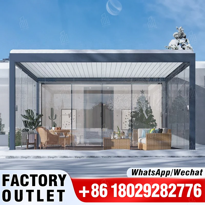 

Electric Pergola Canopy Aluminum Frame PVC Retractable Roof Awning Outdoor Garden Canopy