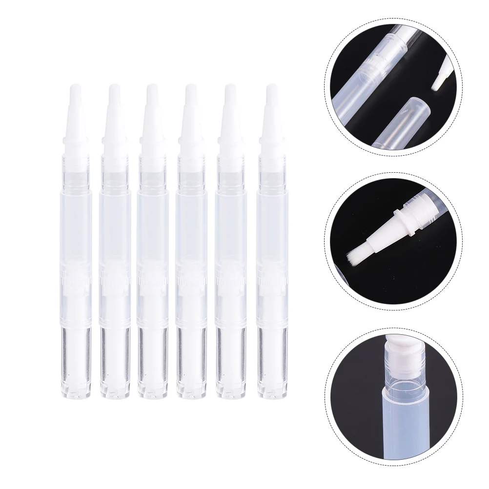 6Pcs Eyelash Growth Liquid Empty Pens Brush Tip Plastic Tubes Containers for Nail Oil Lip Gloss Essential Oil Travel