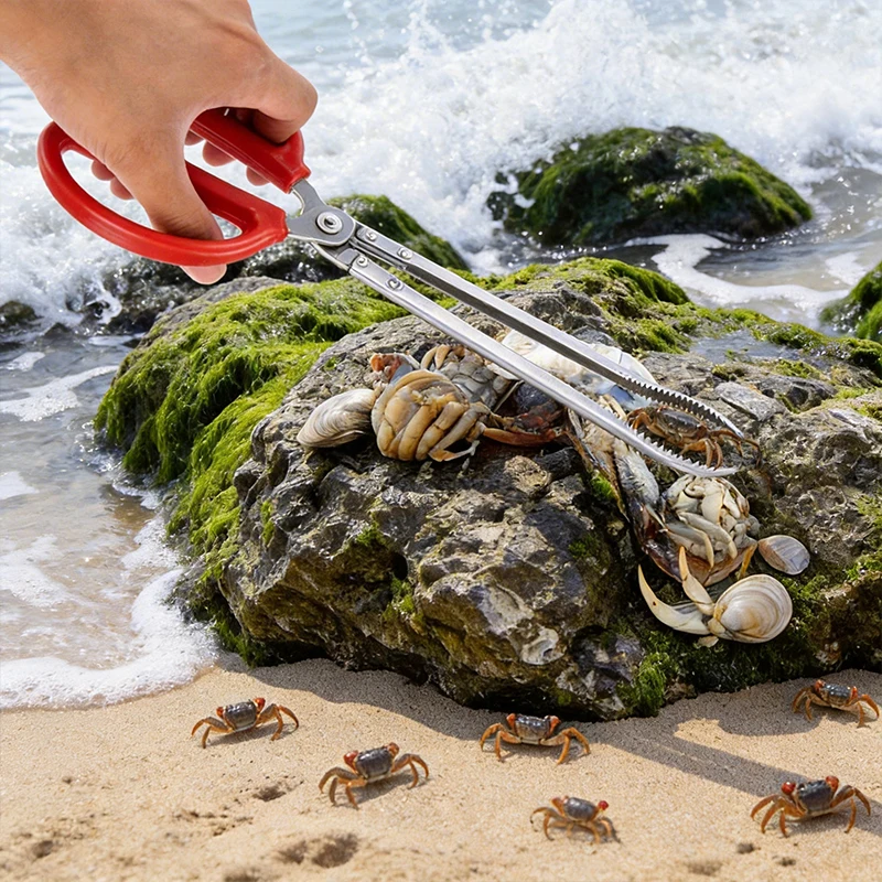 Crab-catching Magic Tools Tongs Outdoor Garbage Tongs Stainless Steel Seafood Hand Tool Loach Pliers Anti-slip Crab Fish Pliers