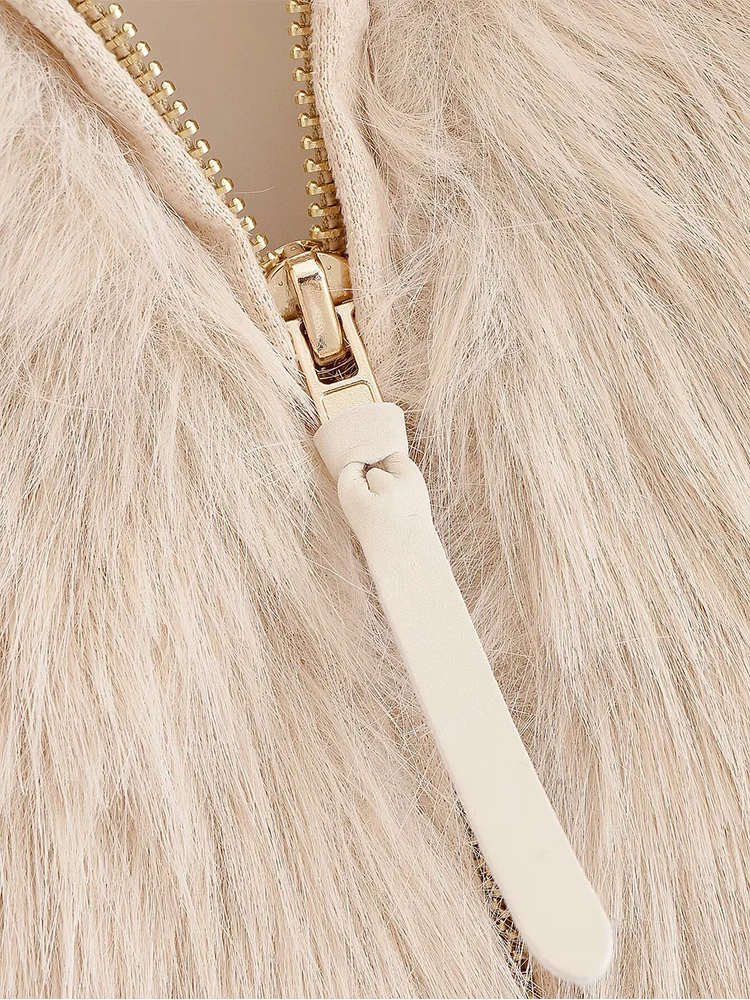 معطف نسائي جديد على الطراز الأوروبي عصري ومتعدد الاستخدامات بلون سادة وأكمام طويلة وياقة من الفرو الصناعي #6