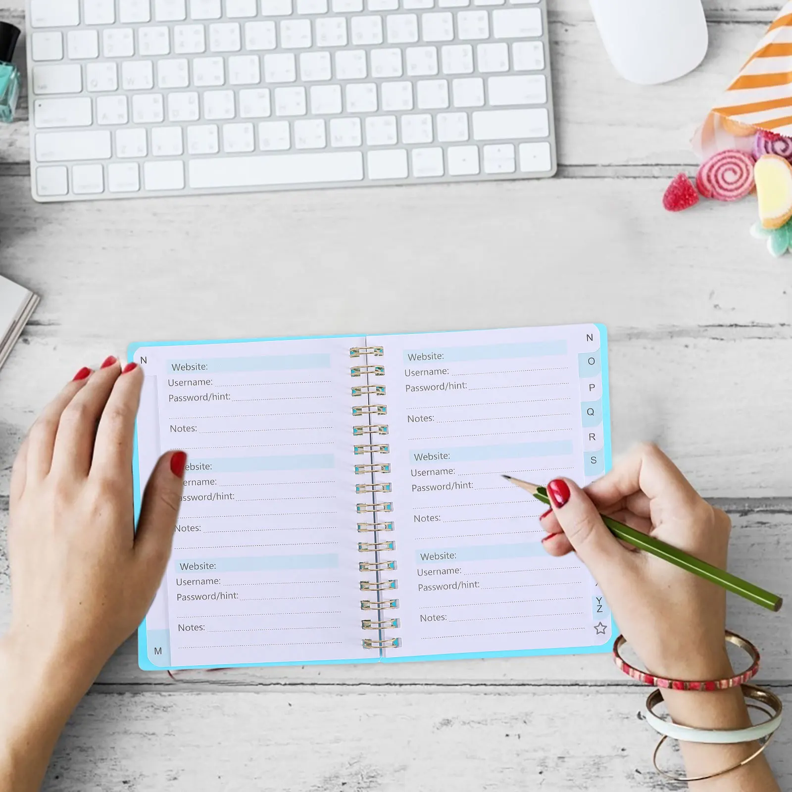 Address Book for Seniors Spiral Internet Password with Alphabetical Tabs Notepad Blue Sky Notebook Discbound Tag Books