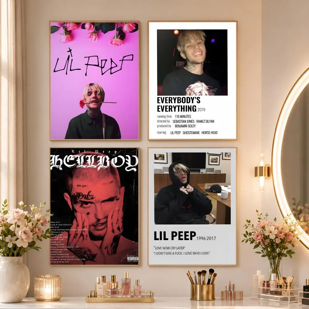 Hip Hop Music Rapper L-Lil P-Peep Poster Matte Self-Adhesive Wall Art Print Living Room Bedroom Home Wall Decor