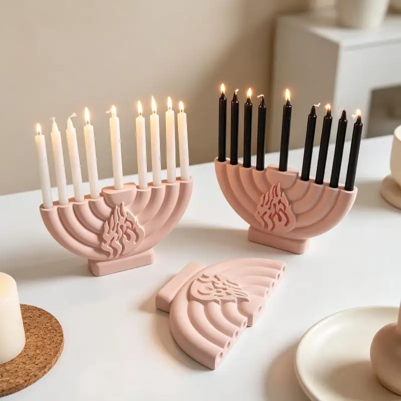 Non-Stick Easy Demoulding Silicone Hanukkah Menorah Mold 1Pcs Reusable for DIY Chocolate Candle Resin Craft Holiday Decor