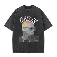 Rapper Chris Brown Big Face Graphic Vintage Washed T-Shirts Men Women Harajuku Cotton Casual Short Sleeve T Shirts Streetwear