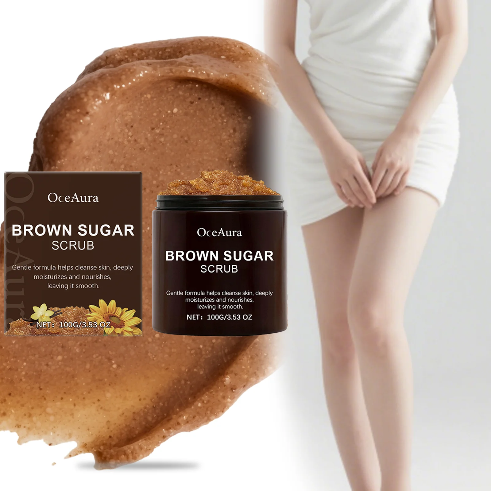 

Скраб для тела с коричневым сахаром Нежный отшелушивающий скраб с арганой и витамином Е Натуральный лак для гладкой мягкой кожи Набор для ухода за кожей