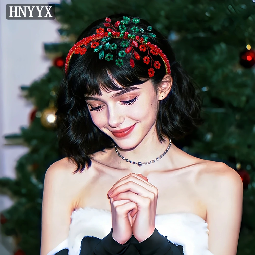 

YouLaPan Exquisite Red Christmas Headband Handmade Beaded Rhinestone Made Fashionable Women Banquet Dance Hair Ornaments YXA411