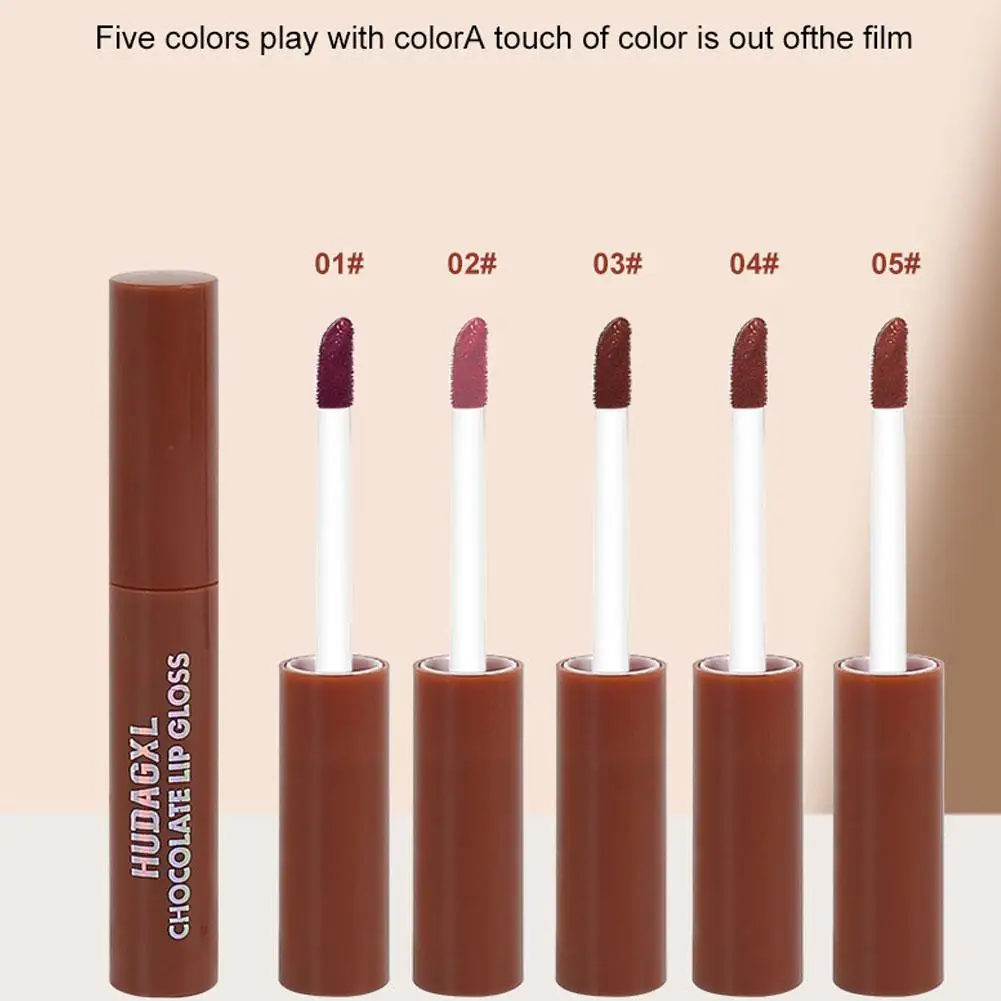 Chocolate Lip Glaze Set Velvet Matte Lipstick Long-lasting Rich Cream Lipstick Milk Coffee Lip Color Makeup Liquid Lip Gloss Set