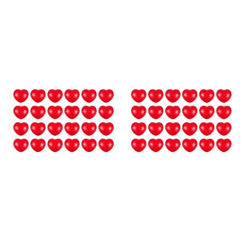 

Hot-48 Pcs 2.75Inch Red Heart Stress Balls Valentine's Day Heart Shapeds Foam Stress Relief Ball For School Carnival Reward