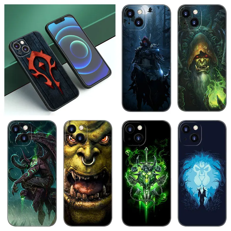 W-World Of W-Warcraft Phone Case For Apple iPhone 12 13 Mini 11 14 15 Pro Max 7 8 Plus X XR XS SE 2020 2022 Black Silicone Case