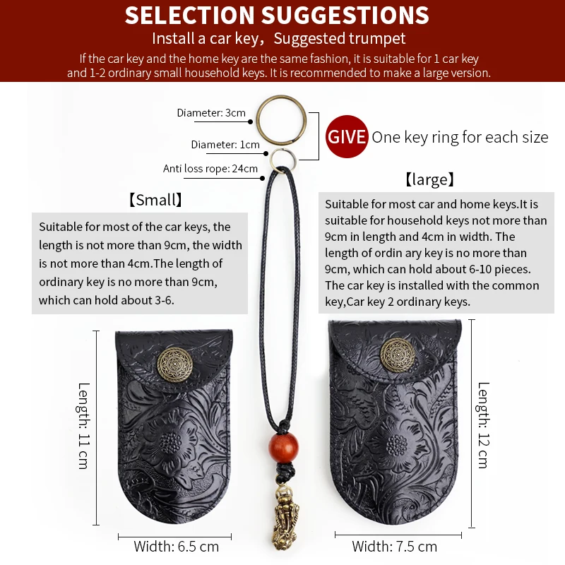 Retro Genuine Leather Pull Type Key Bag Handmade Organizer Key Wallets Housekeepers Car Key Holder Case Portable Keychain Pouch