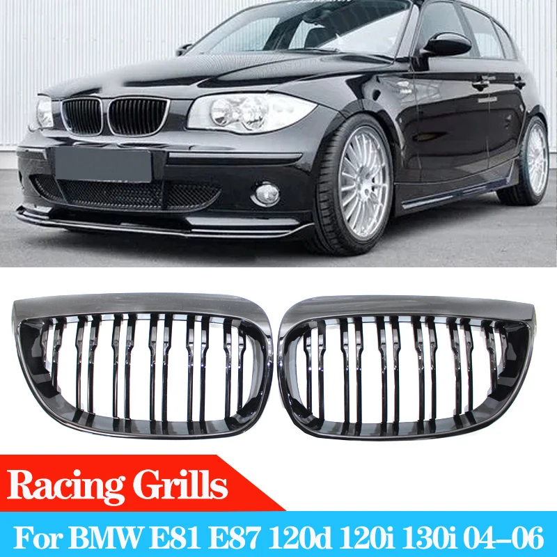 

Pulleco Car Grill Front Kidney Grille Racing Grills Gloss Black Grille Auto ABS Grilles For BMW E81 E87 120d 120i 130i 2004-2006