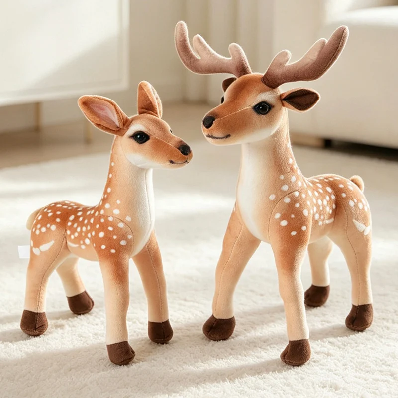 Simulated Spotted Deer Plush Toys Soft Kids Toys Simulated Animal Toys Hobbies Collection Home Decor Toy Creative Birthday Gift