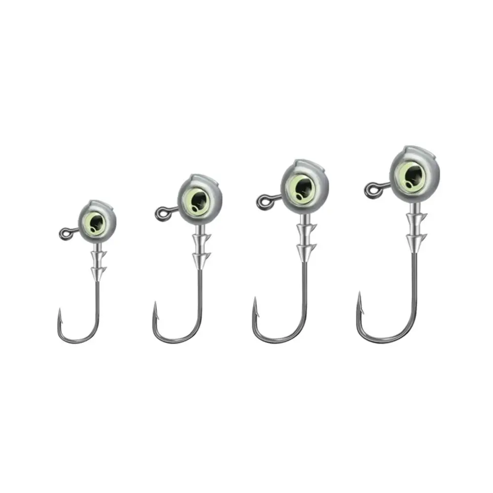 10PCS New Metal Swimbait Hook Jig Head Silver High Strength Seawater Freshwater Fishhook Luminous Eyes Fishing Tackle Fishing