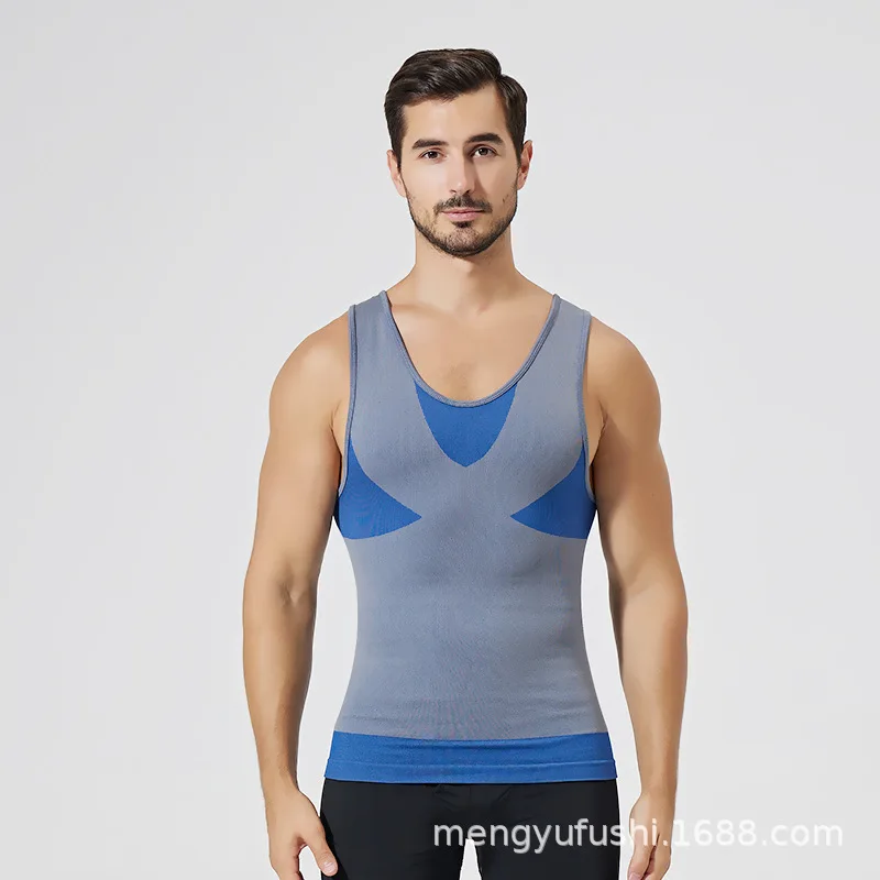 ヨーロッパとアメリカの男性のコルセットベリーベストタイトなコルセットカラー下着ボディ彫刻バック圧縮服