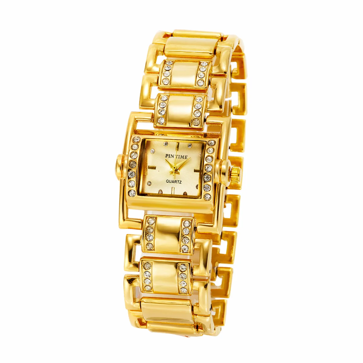 Luxury Gold Diamond Watch Women Quartz Wristwatch Square Rectangle Dial Female Black Gold Clock Fashion Vintage Gold Dress Reloj