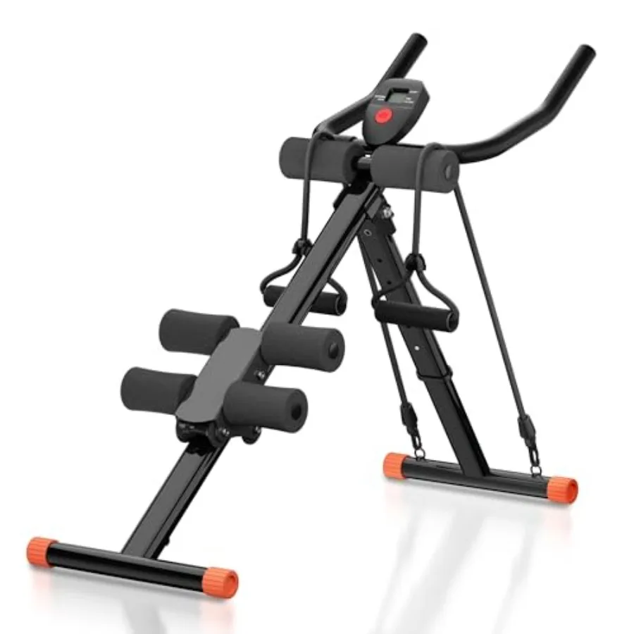 Máquina de Abdominales Plegable para Entrenamiento del Abdomen y Fortalecimiento del Core con Protección para las Rodillas - Equipo de Gimnasio en Casa en Color Negro
