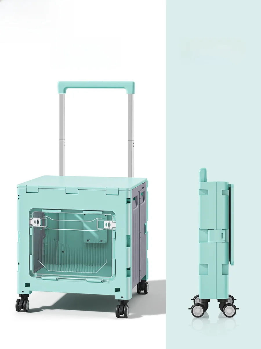 portable-folding-shopping-cart-small-pulling-car-outdoor-camping-hand-truck-large-capacity-plastic-material-with-brake-device