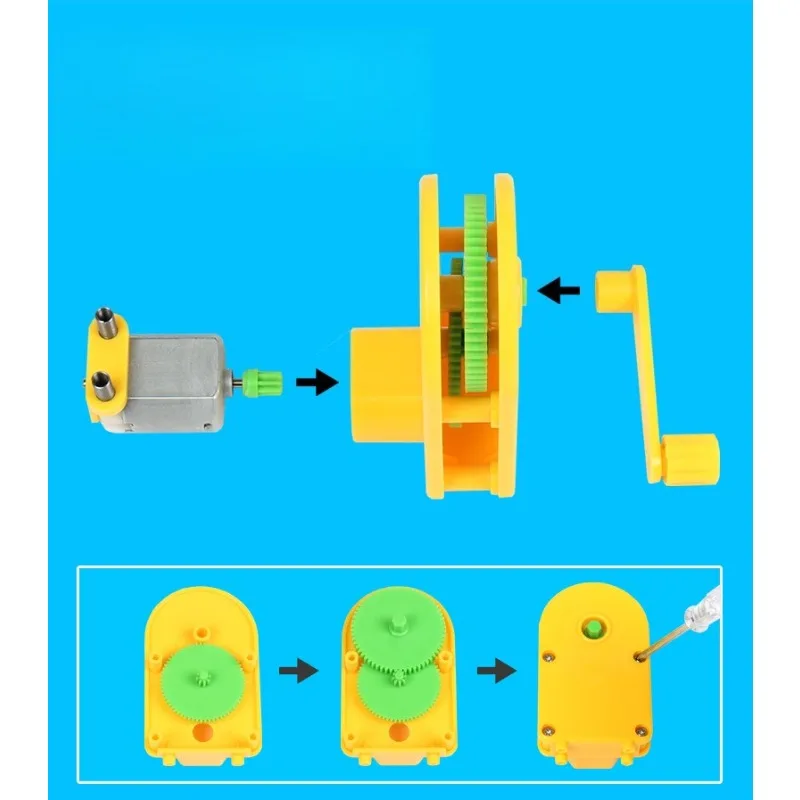 Student DIY Hand Powered Generator Physics Electromagnetic Experiment Equipment Science Making Model Educational Study Lab