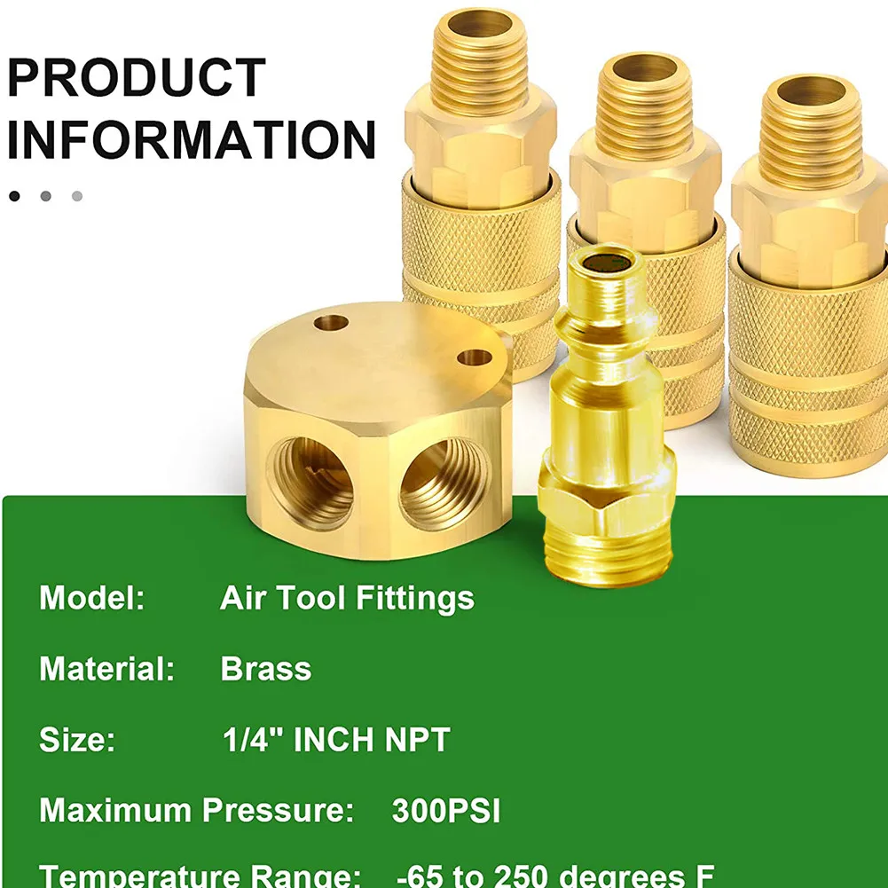 Brass Fitting Connector Manifold Quick Coupler 3 Way Adapter Splitter Air Hose Adapter Splitter Air Hose Coupling