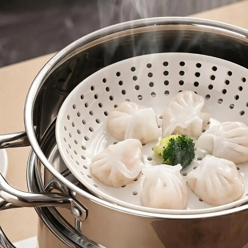 L9BE Durable Ceramic Steam Plate Wide Holes Design Enhances Airflows Suitable For Various Dishes From Dim Sum To Vegetables