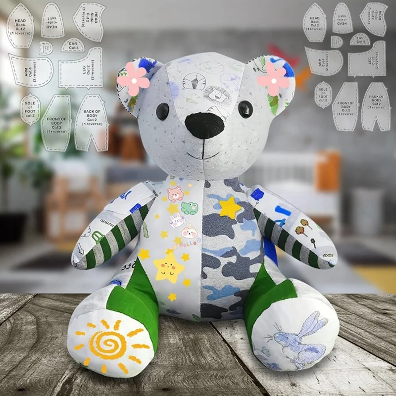 Acrílico Memória Urso Costura Padrão, Régua do modelo Set, DIY, 10 ", 15", 1Set