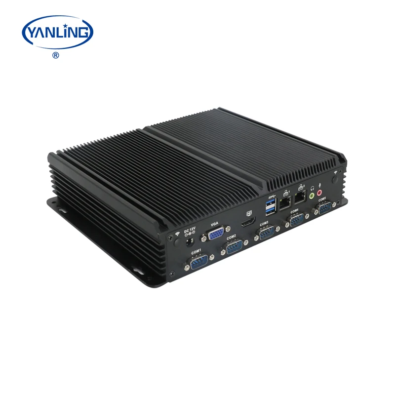 

X86 J4125 Quad Core Fanless Box PC Industrial Mini PC 2*RJ45 6*RS232 GPIO LPT PS2 Industrial Computers