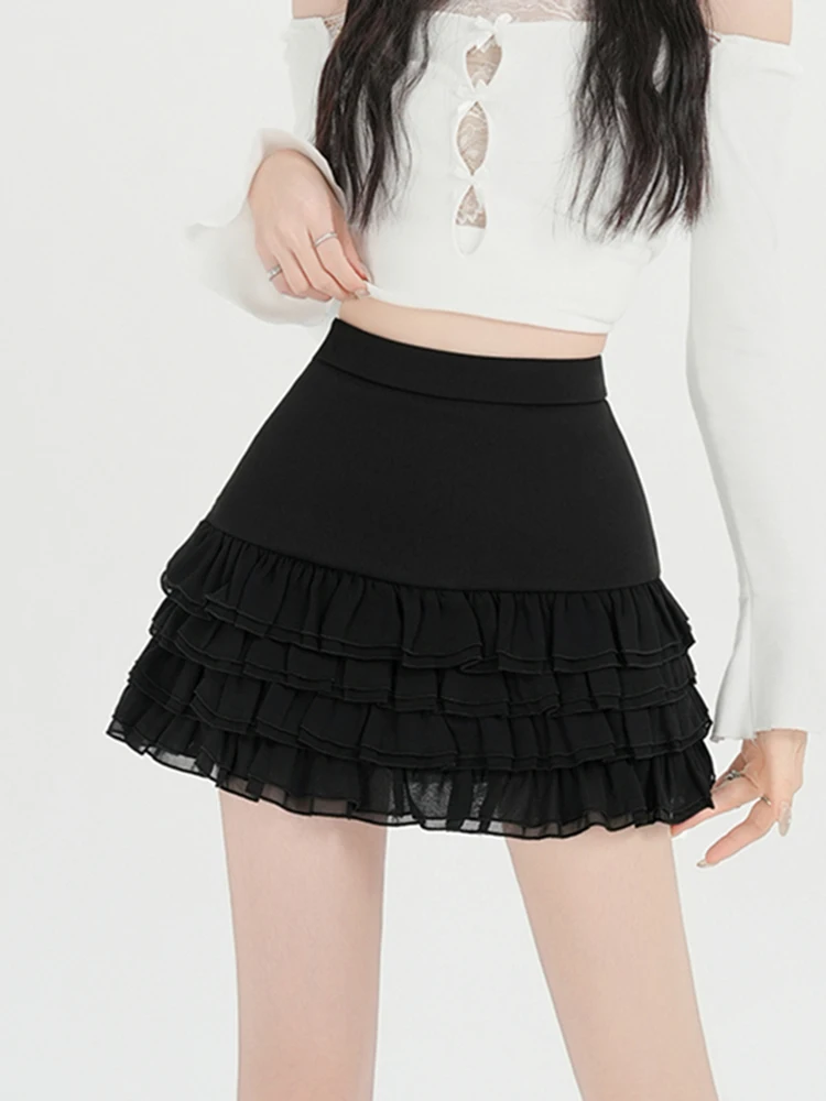 

Весна 2026: Женская модная пышная короткая юбка А-силуэта с высокой талией и оборками, для повседневной носки и деловых встреч