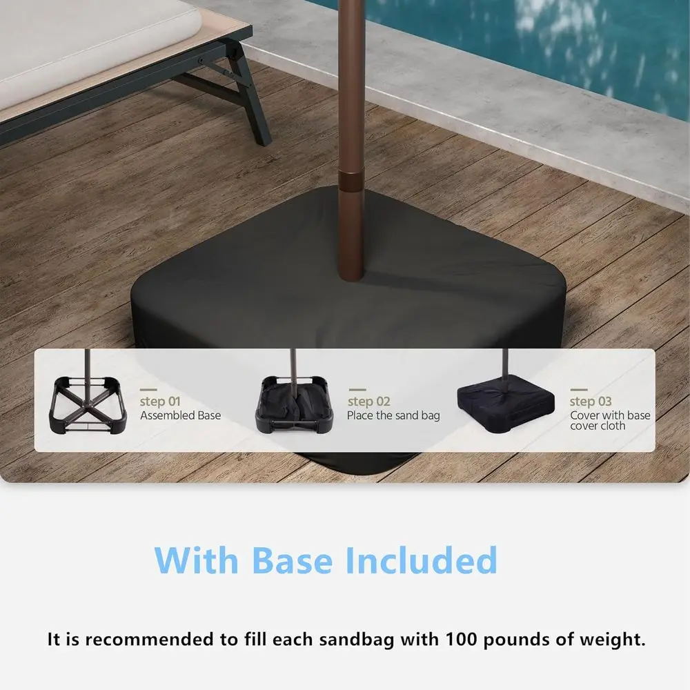 مظلة فناء باللون البيج مكونة من 12 ضلعًا مع رفع وقاعدة للسوق الخارجية وحمام السباحة والفناء الخلفي #4