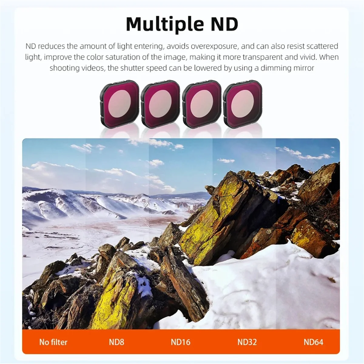 A48U 4 قطعة مجموعة مرشحات العدسة ND مرشحات حامي العدسة طقم ملحقات الكاميرا ND8/16/32/64 طقم مرشح ل Insta 360 ACE Pro2 #3