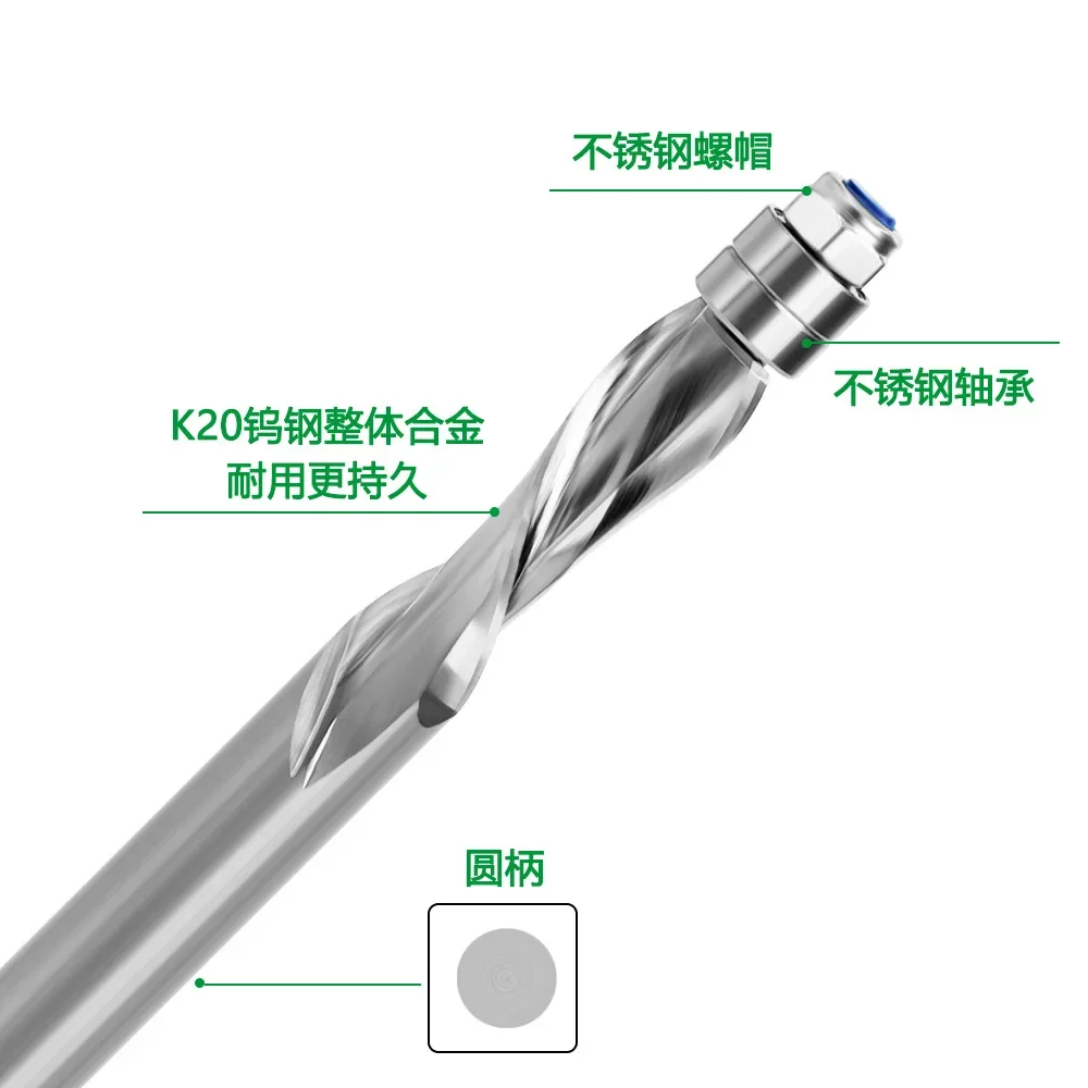 1/2 Shank End Milling Cutter, Hard Alloy Woodworking Milling Cutter, with Bearing Down Milling Cutter