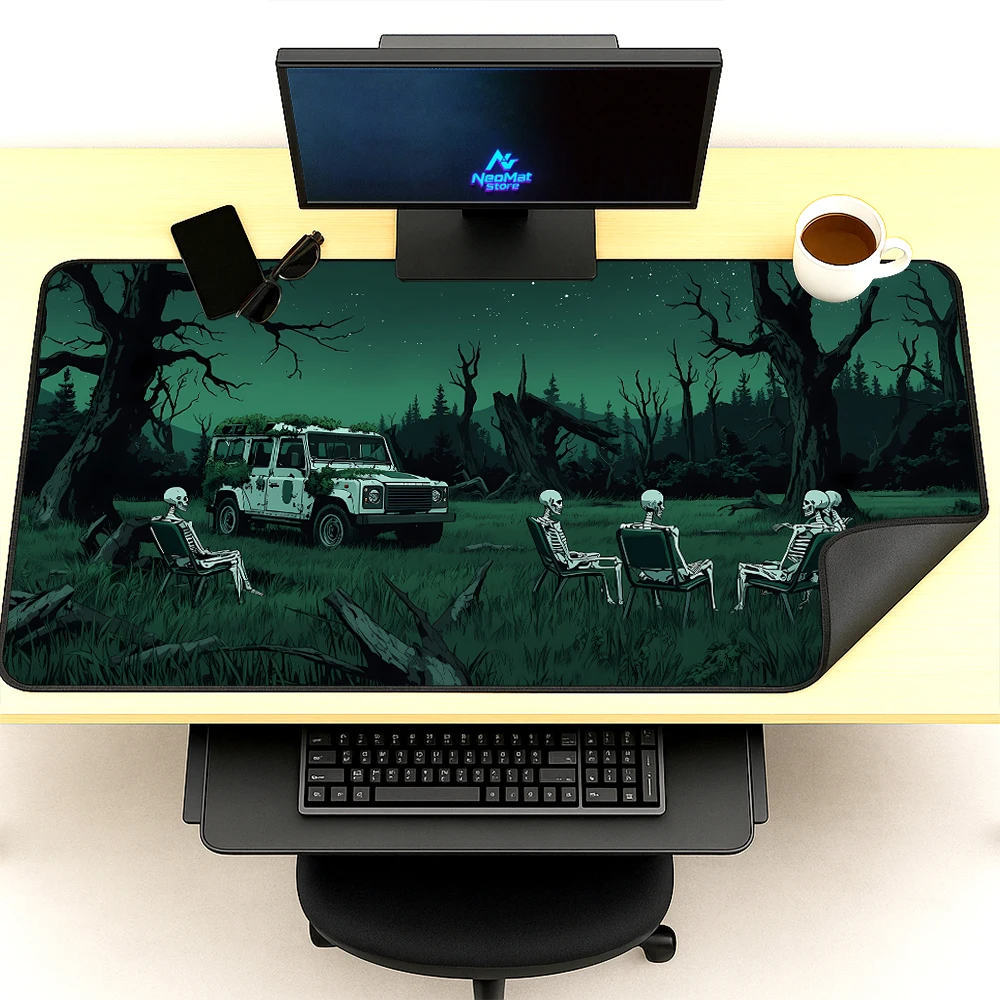 

Gothic Mouse Pad Laptop Big Gaming Desk Mat 140x60 Dark Skeleton Vehicle Forest Night Mousepad Sky Accessories Full Desk
