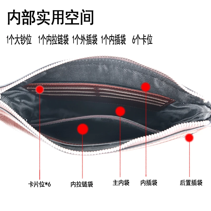 

High-end Men's Genuine Leather Handheld Bag Business Simple Envelope Handbag Top layer cowhide clutch bag wallet pochette uomo 0