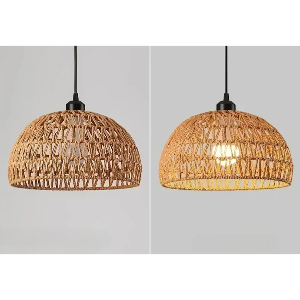 Creative Natural Rattan Pendant Lamps Hand Weaved Rattan Wicker Lampshade Hanging Chandeliers Home Decor Dining Room Living Room