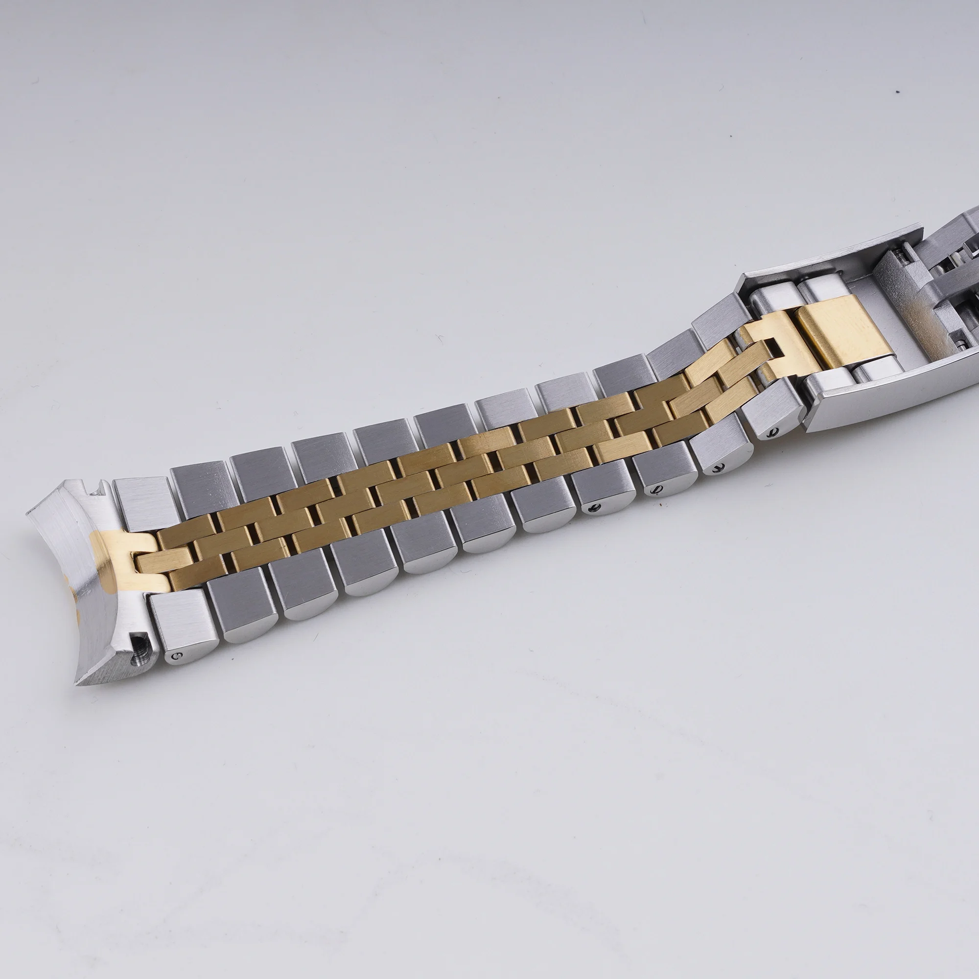 Rolamy 22mm Solid CurvedEnd Middle gold Stainless Steel Jubilee WatchBand Strap Luxury Bracelets For Casio MDV-106B MDV106G