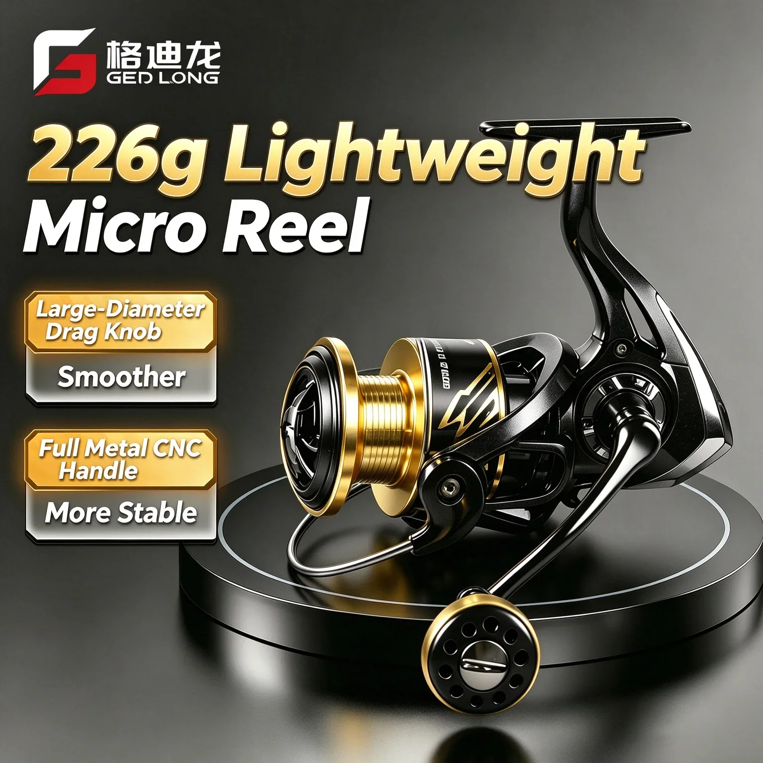 GEDILONG Left/Right Hand Swap Fishing Reel Saltwater Metal Ball Grip 4.8:1/5.2:1 High Speed 5+1BB Casting Spinning Reel