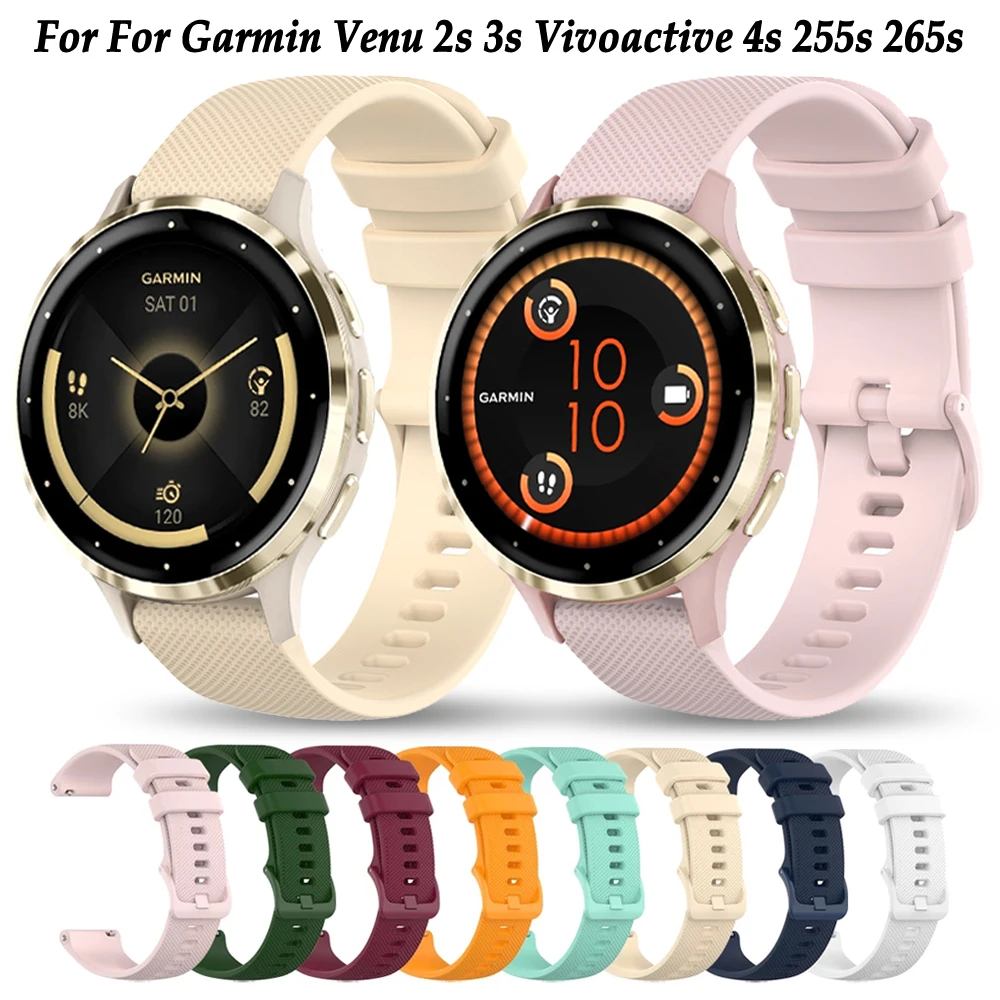 Correa de silicona para reloj Garmin Venu 3S/Venu 2S/Vivoactive 4S/Vivomove 3S Forerunner 255S 265S, 18mm