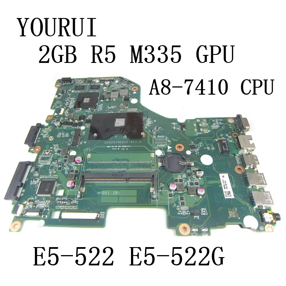 

Материнская плата для ноутбука ACER Aspire E5-522 E5-522G с процессором A8-7410 и графическим процессором 2 ГБ R5 M335 DA0ZRZMB6D0, полный тест