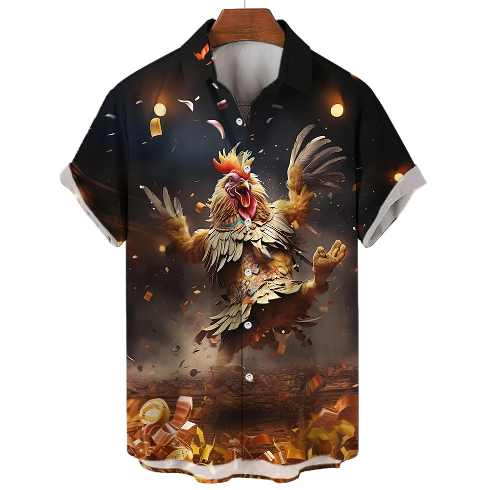 

Animal men's Shirt Simple Rooster 3D Printing Casual Hot Selling Cool Shirt men's Fashionable Daily Shirt men's Short Sleeved