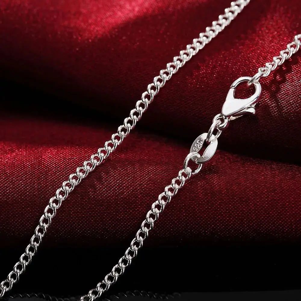 40-75cm 925 Sterling Silver Necklace 2MM String chain wedding for Women Men high quality Jewelrys Gifts