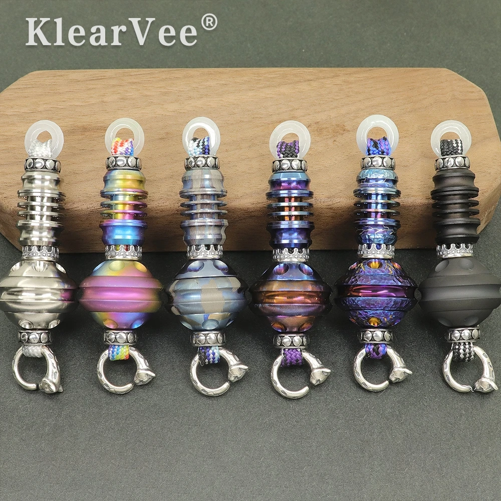 

KlearVee Planet летающая тарелка из титанового сплава, спиннер с апертурой 3 мм, ручная работа, подвеска из паракорда, брелок, аксессуар