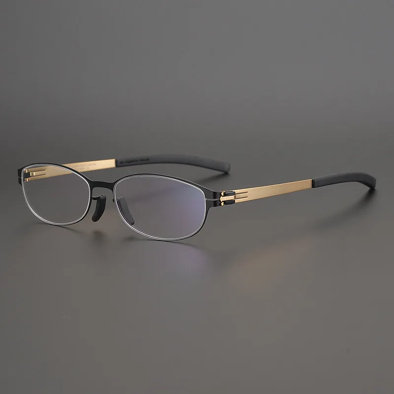 German Brand Screwless Glasses Frames for Men Ultra light Elastic Thin Stainless Steel Business Oval Frame Custom Prescription