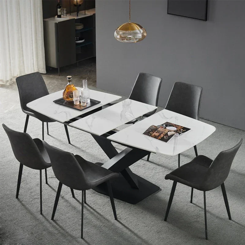 

Marble Set Dining Tables Folding Kitchen Center Dining Table White Poker Luxury Extendable Mesa De Jantar Home Furniture WSW35XP