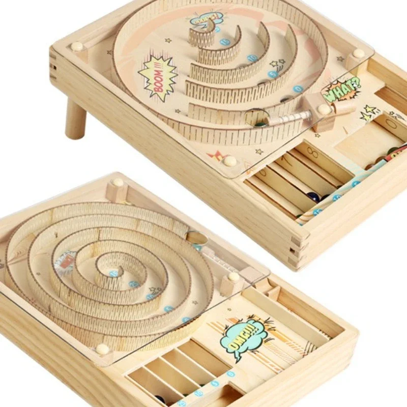 Wooden children's pinball game machine party game double multiplayer battle retro pinball night market gift