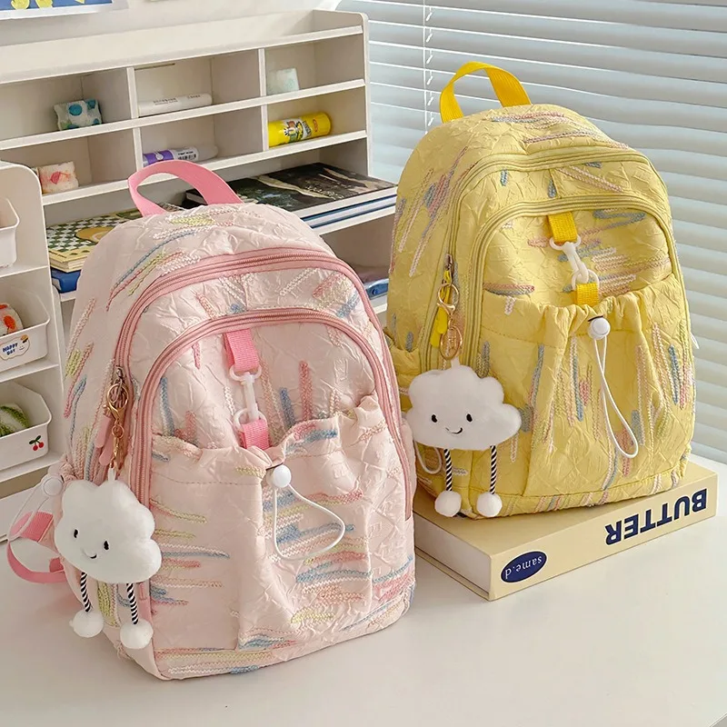 New Fashion Student Schoolbag Harajuku Cute Colourful Teenage Girls School Backpack Canvas Kawaii Lightweight Travel Backpacks