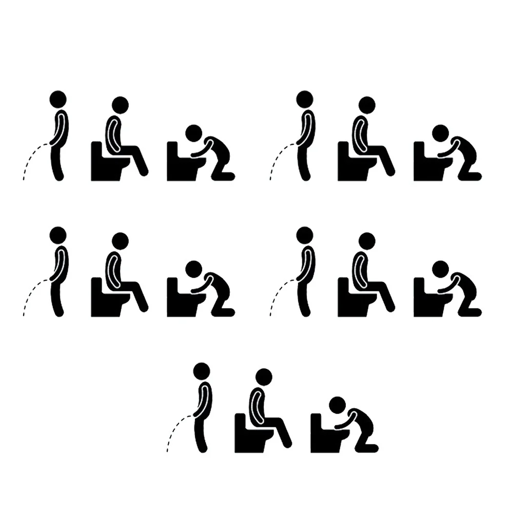 

5Pcs Bathroom Decals Sticker Set Funny Toilet Lid Decoration PVC Environmental Protective Sticker for Home Party Festival Use No