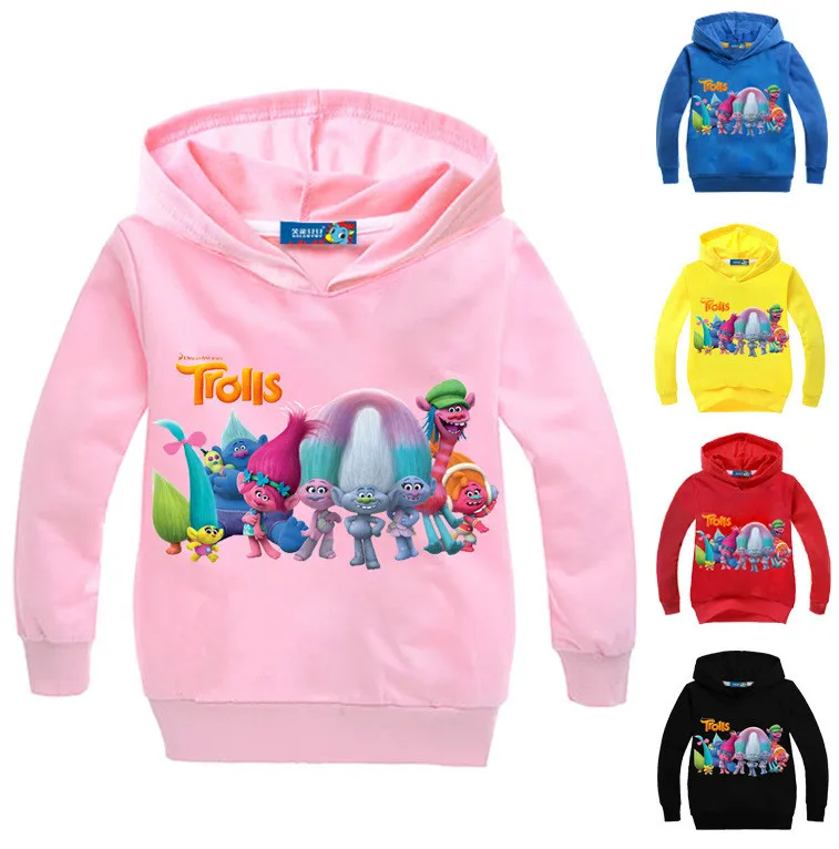 

Hot Sale children's jacket multicolor children's sweater trolls cartoon print hooded sweater clothes boys and girls sweatshirts