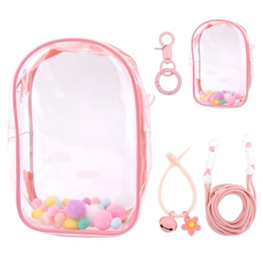 

Clear Figure Display Case, Protective Case for Plush Doll Storage Bag Holder Portable Crossbody PVC Hanging Doll Cover Pouch wi
