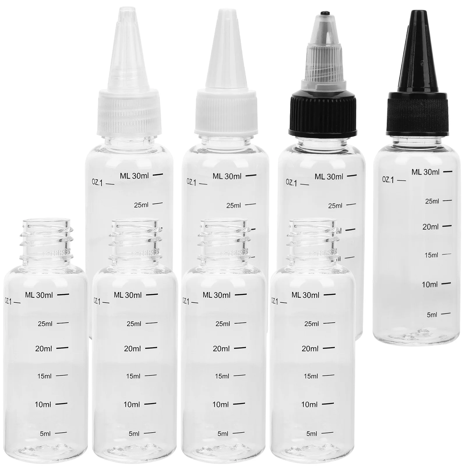 8 قطعة زجاجات ضغط فارغة مع مقياس زجاجة بلاستيكية شفافة قابلة لإعادة الملء للزيوت العطرية موزع سائل صغير #5